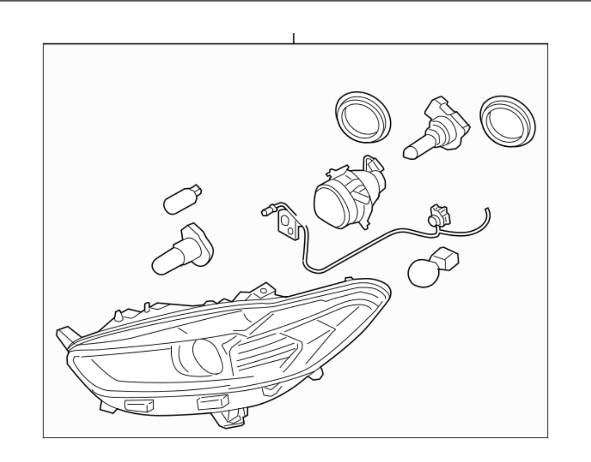 - Headlamp Assembly - DS7Z-13008-B Ford Part Number - OEM Ford Part Fitment - 2013-2016 Ford Fusion