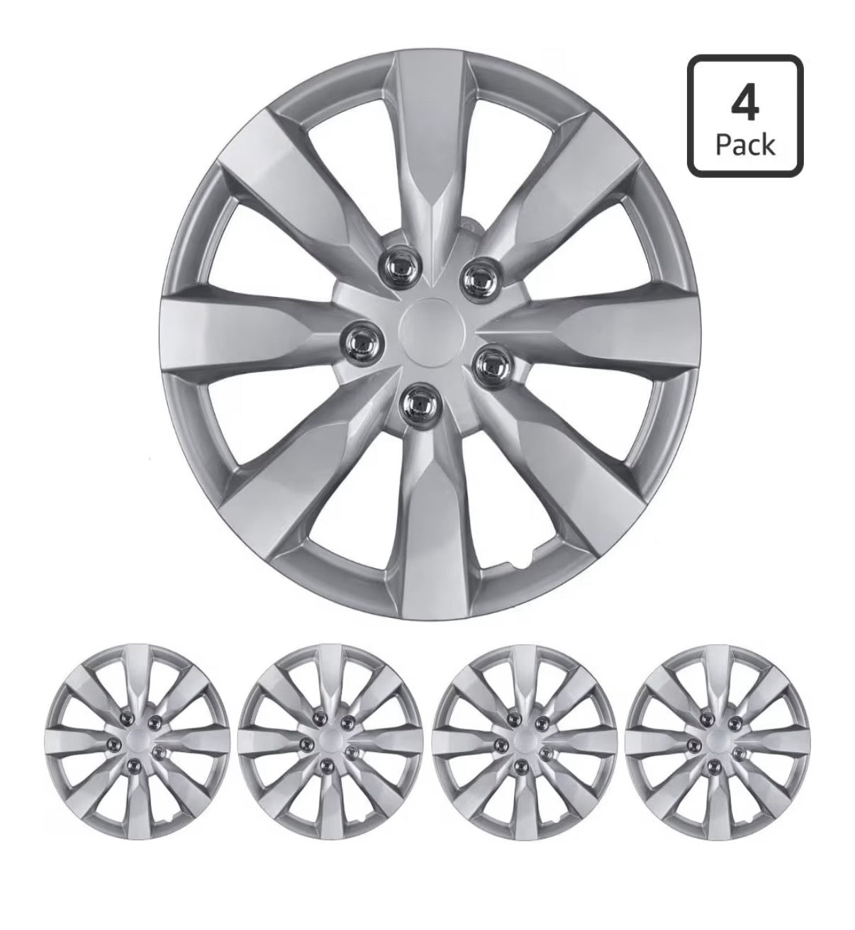 BDK (4-Pack) Premium 15" Wheel Rim Cover Hubcaps OEM Style Replacement Snap On Car Truck SUV Hub Cap - 15 Inch Set, Abs,Steel, Acrylonitrile Butadiene Styrene