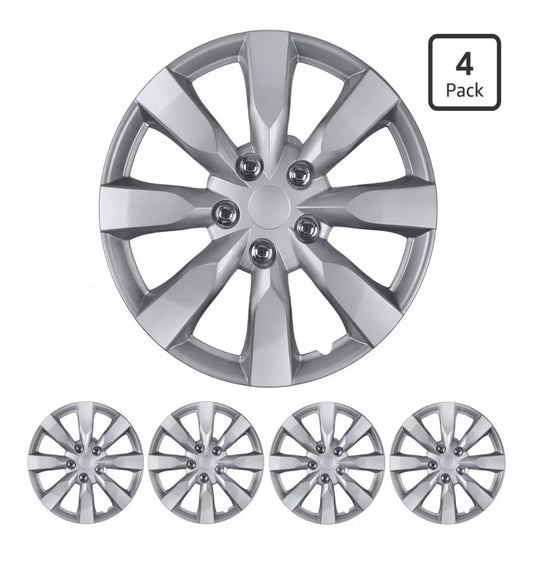 BDK (4-Pack) Premium 15" Wheel Rim Cover Hubcaps OEM Style Replacement Snap On Car Truck SUV Hub Cap - 15 Inch Set, Abs,Steel, Acrylonitrile Butadiene Styrene